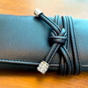 WOLF 1834 Black Leather travel jewelry roll